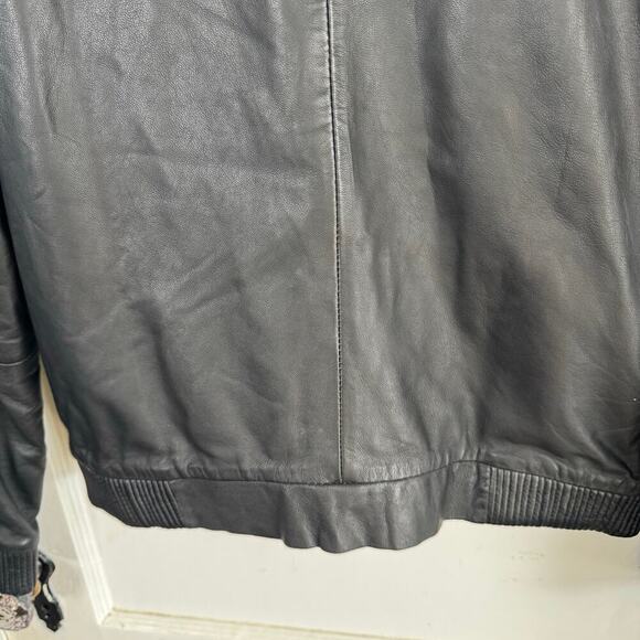 MNG SUIT MANGO 100% Genuine Sheep Leather Bomber Jacket Exposed Silver Zippers S - Picture 13 of 16